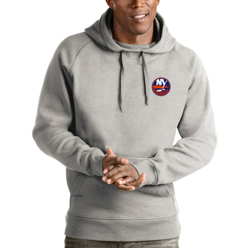 New York Islanders Antigua Victory Pullover Hoodie - Heathered Gray | NHL Clearance