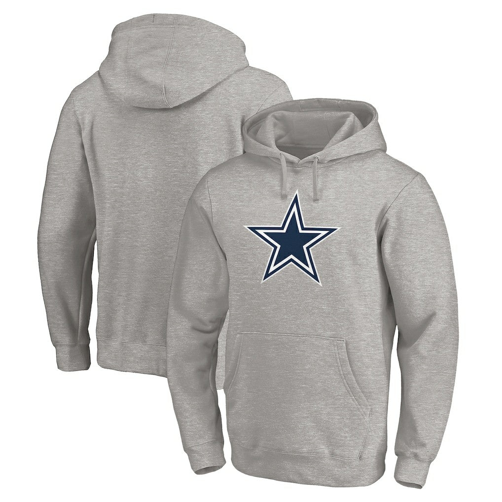 Dallas Cowboys Primary Logo Fitted Pullover Hoodie - Heather Gray - NFL