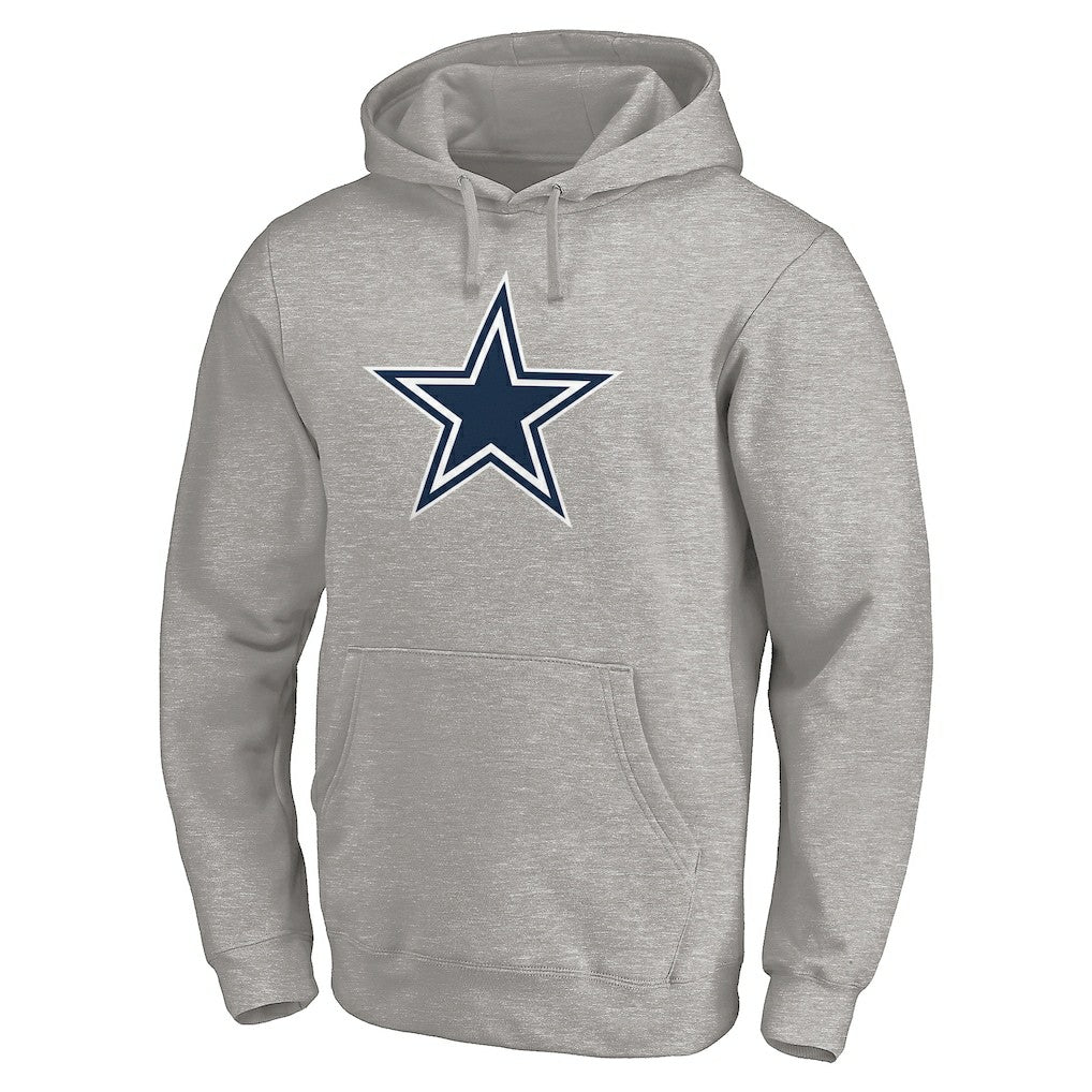 Dallas Cowboys Primary Logo Fitted Pullover Hoodie - Heather Gray - NFL