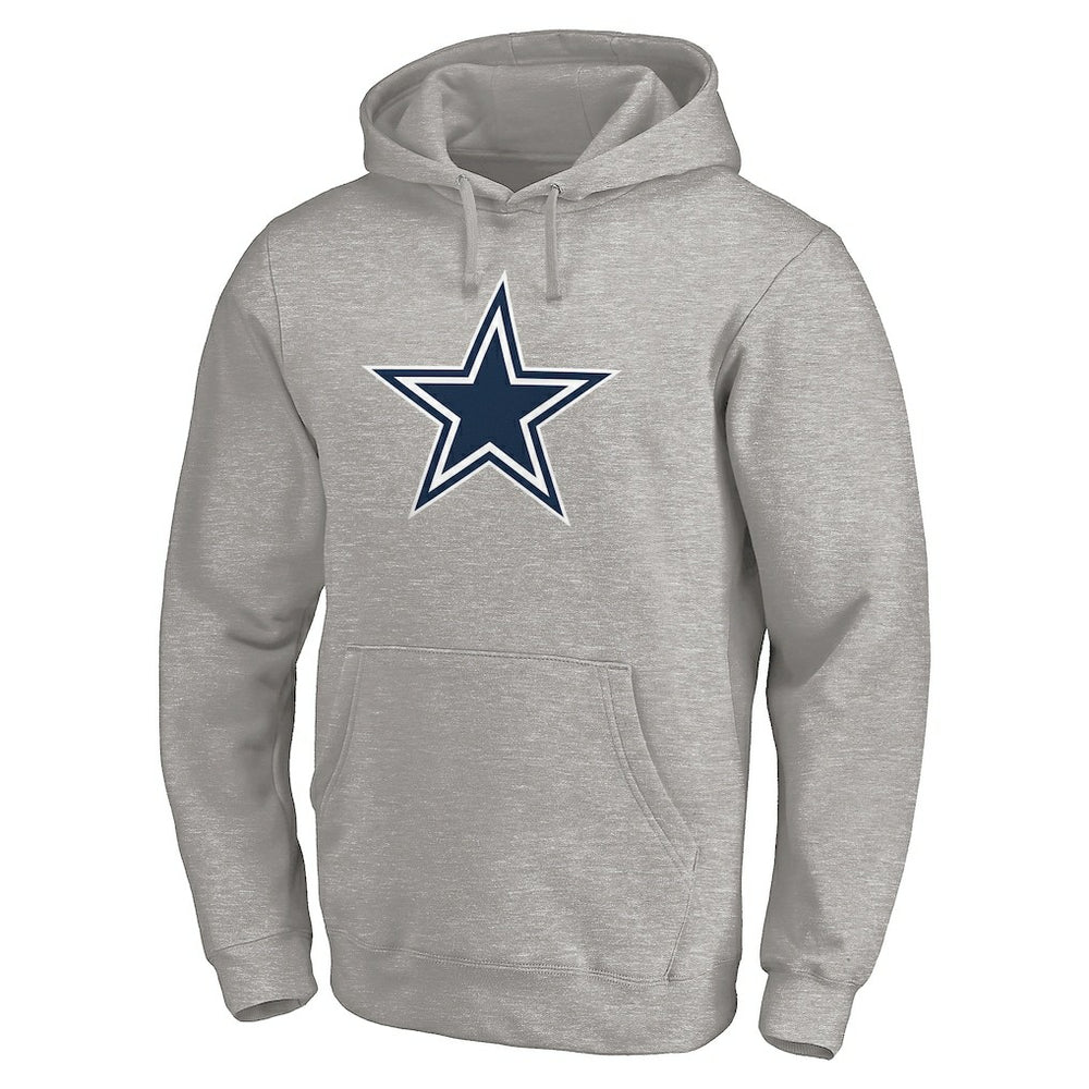 Dallas Cowboys Primary Logo Fitted Pullover Hoodie - Heather Gray - NFL