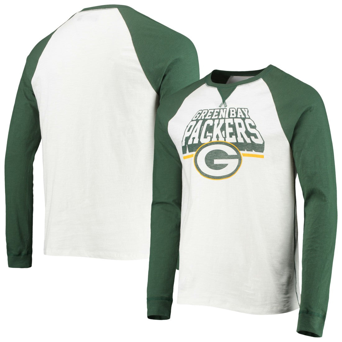 Green Bay Packers Junk Food Colorblock Raglan Long Sleeve T-Shirt - White/Green - NFL