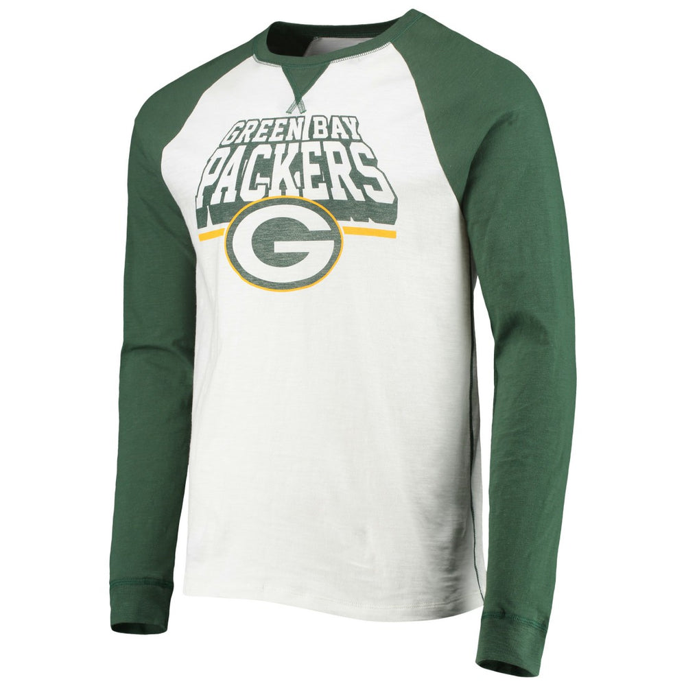 Green Bay Packers Junk Food Colorblock Raglan Long Sleeve T-Shirt - White/Green - NFL