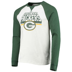 Green Bay Packers Junk Food Colorblock Raglan Long Sleeve T-Shirt - White/Green - NFL