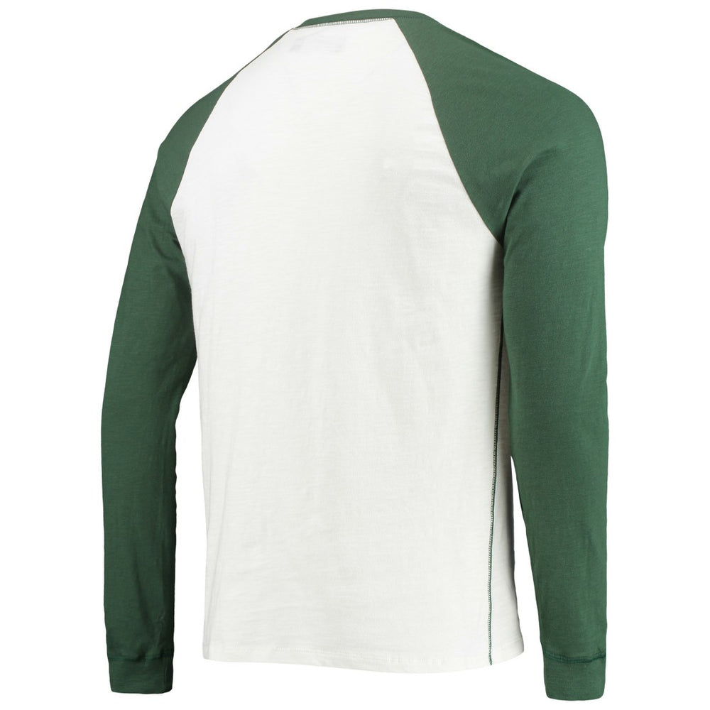 Green Bay Packers Junk Food Colorblock Raglan Long Sleeve T-Shirt - White/Green - NFL