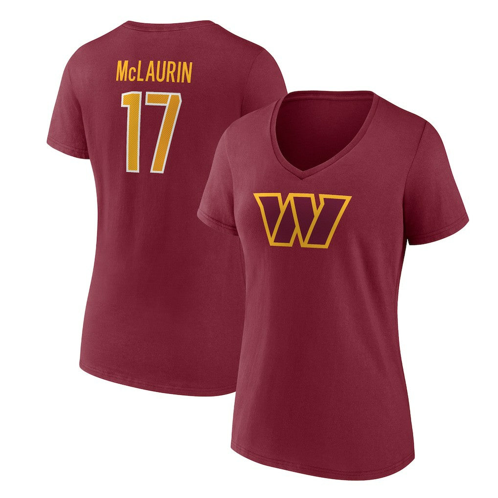 Terry McLaurin Washington Commanders Women's Player Icon Name & Number V-Neck T-Shirt - Burgundy - Fanatics