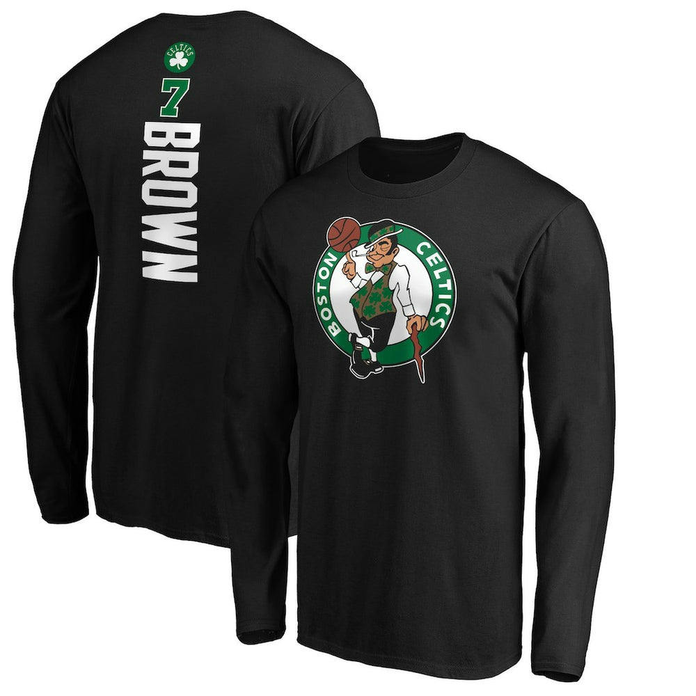 Jaylen Brown Boston Celtics Playmaker Name & Number Long Sleeve T-Shirt Black