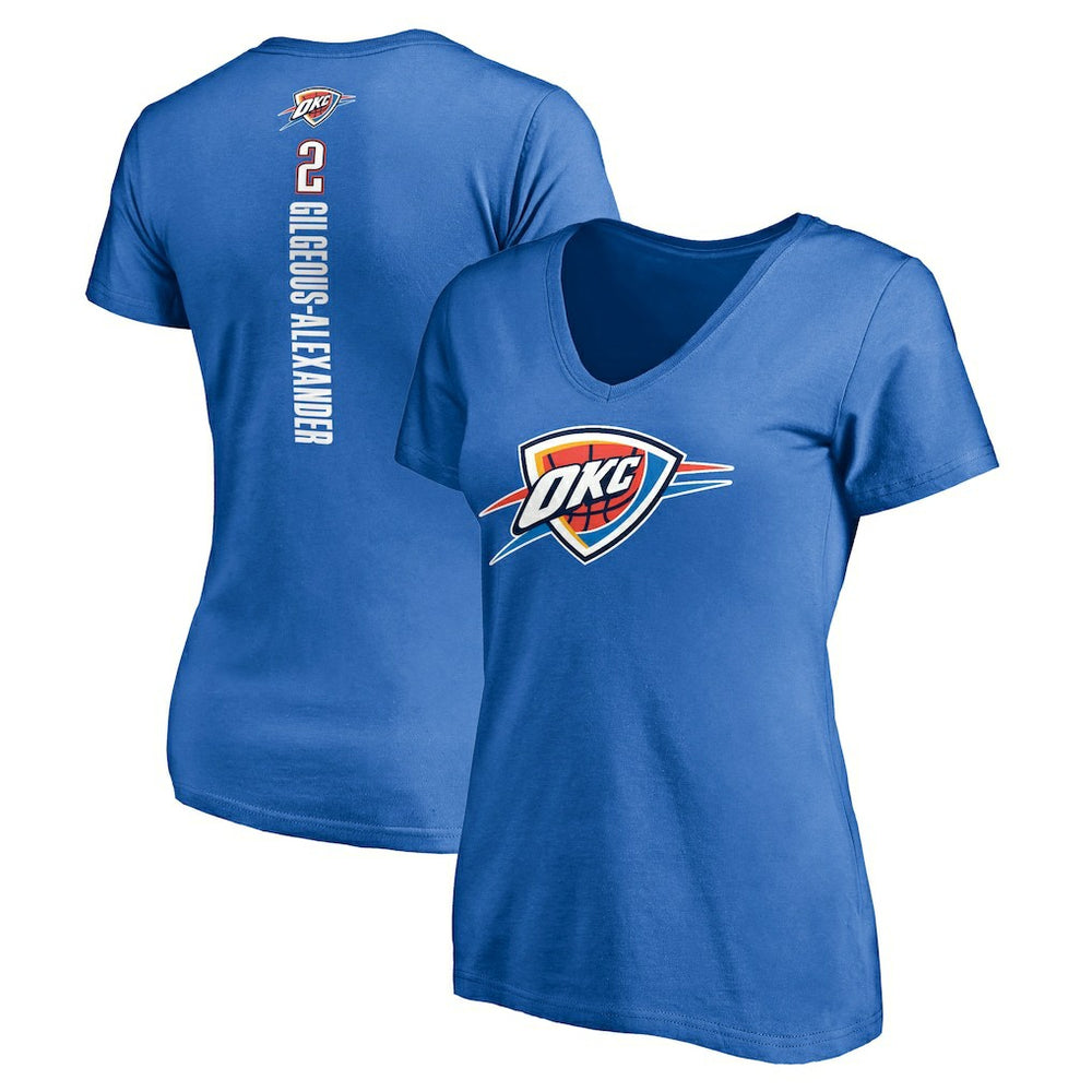 Shai Gilgeous-Alexander Oklahoma City Thunder Women's Playmaker Name & Number V-Neck T-Shirt Blue