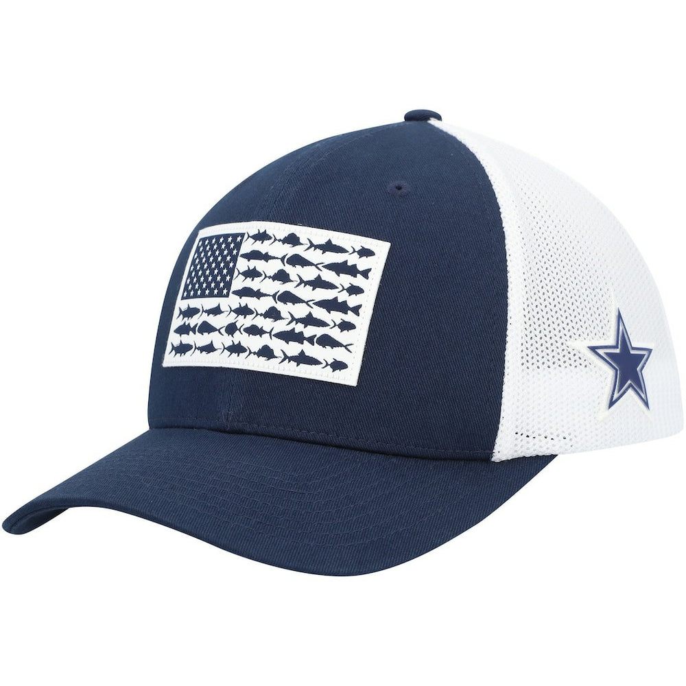 Dallas Cowboys Mesh Fish Flag Flex Hat - Navy/White - Columbia