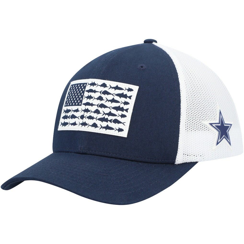 Dallas Cowboys Mesh Fish Flag Flex Hat - Navy/White - Columbia