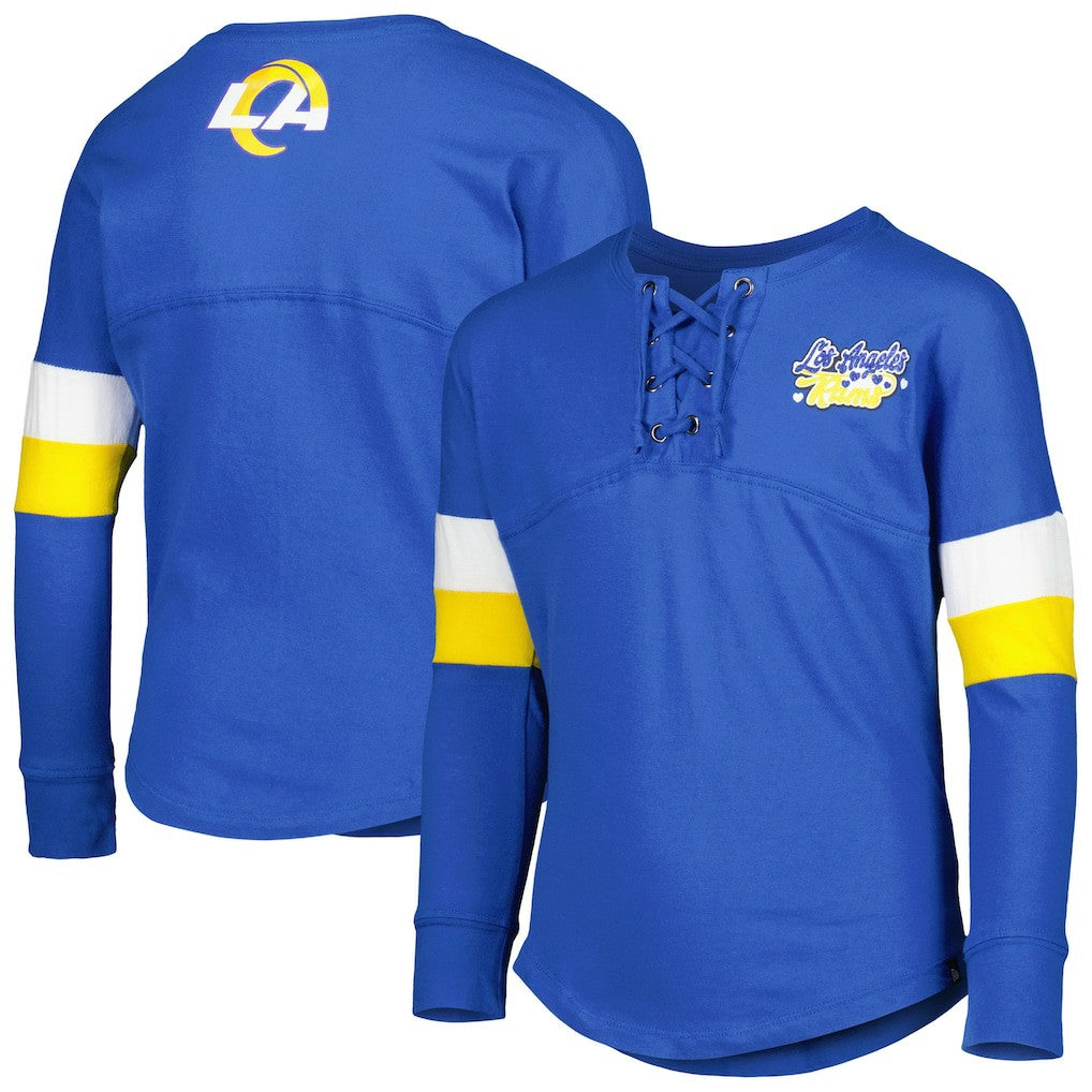 Los Angeles Rams New Era Girls Youth Lace-Up Long Sleeve T-Shirt - Royal - NFL