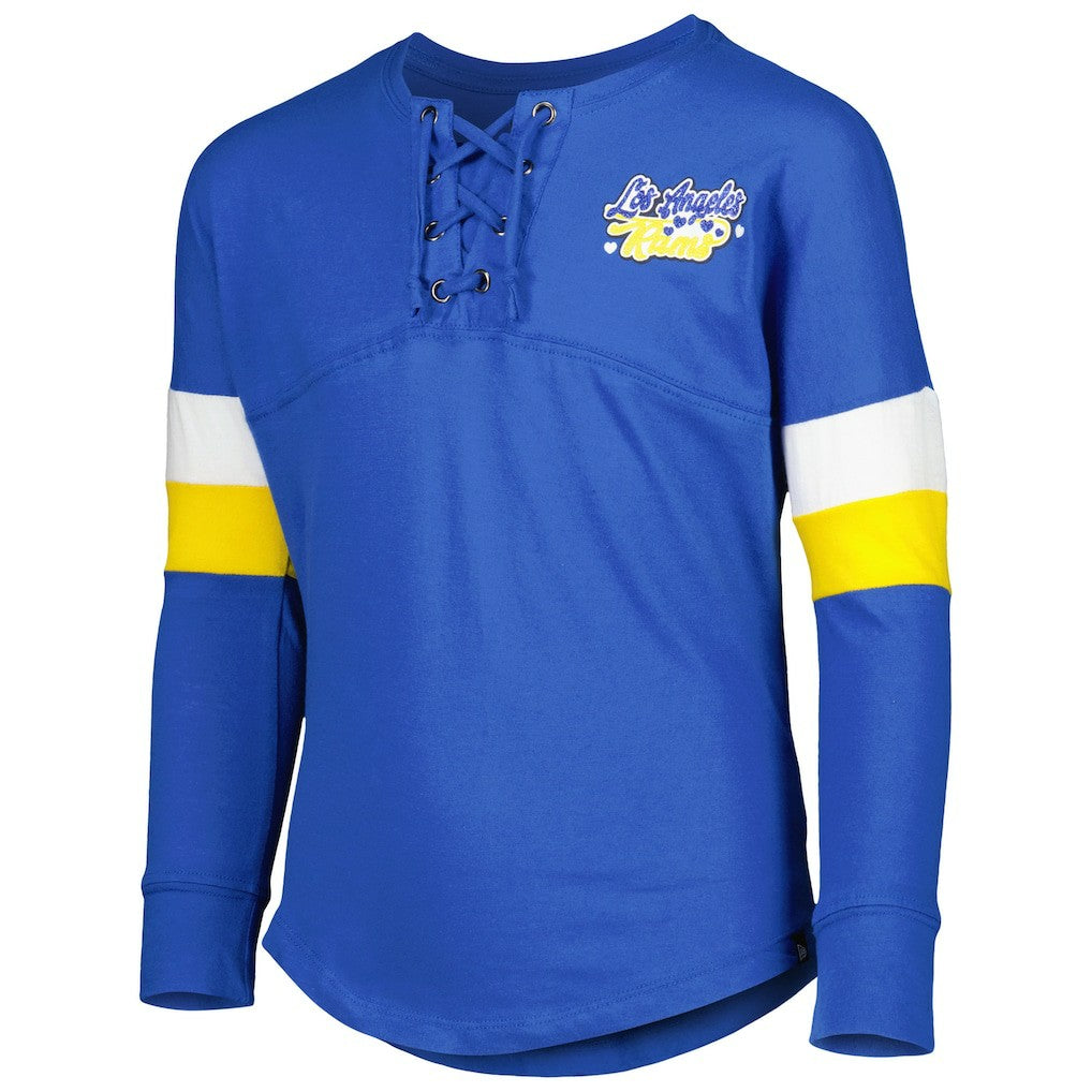 Los Angeles Rams New Era Girls Youth Lace-Up Long Sleeve T-Shirt - Royal - NFL