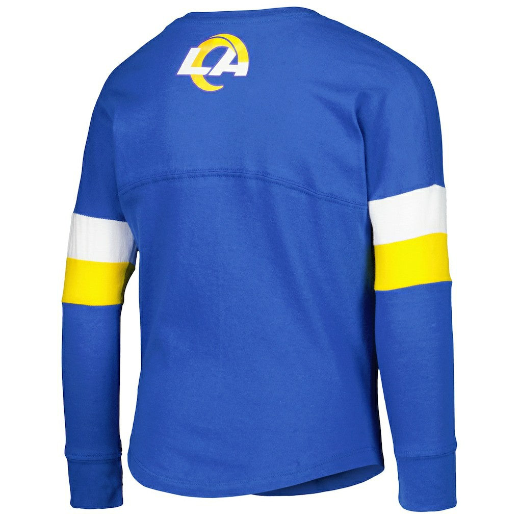 Los Angeles Rams New Era Girls Youth Lace-Up Long Sleeve T-Shirt - Royal - NFL