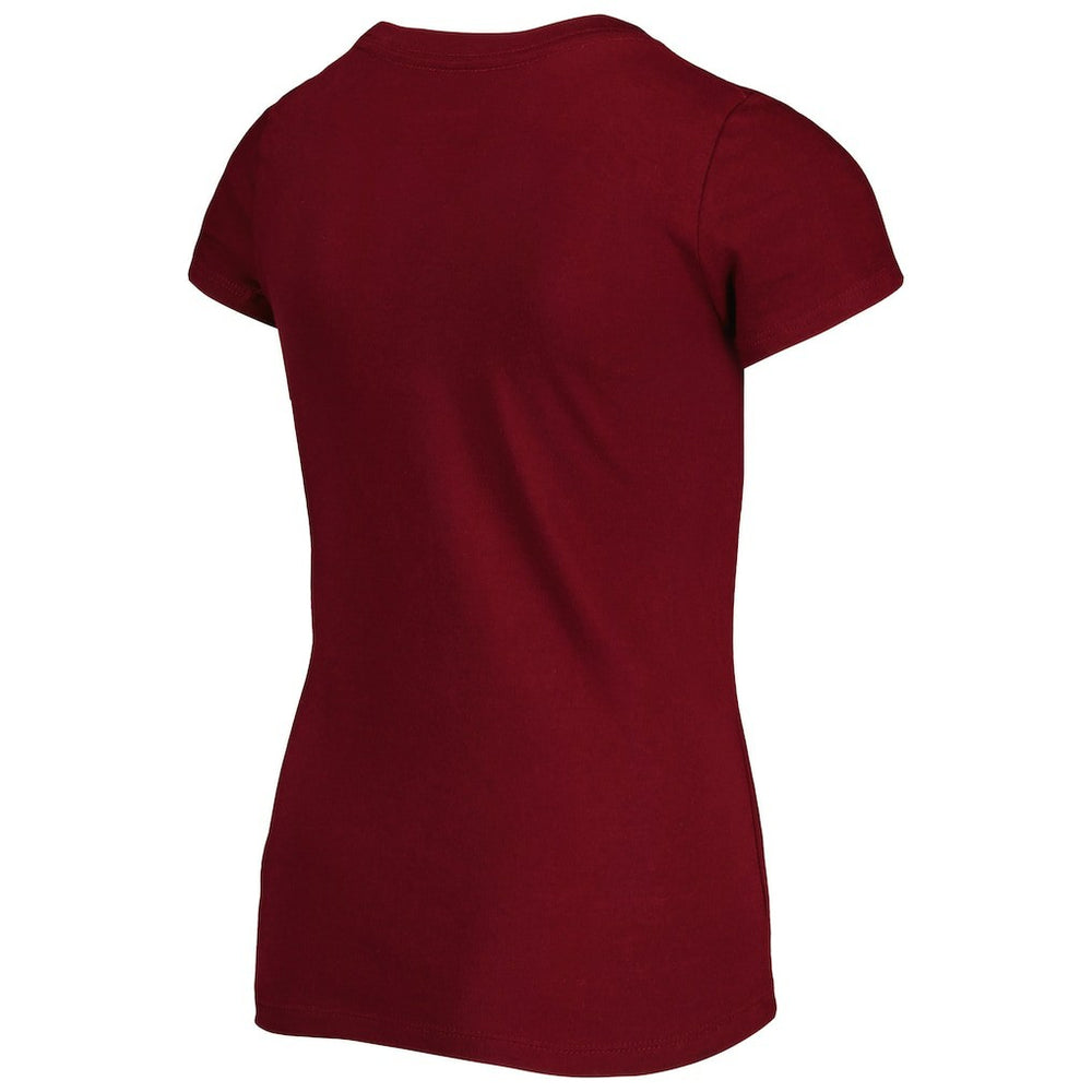 Washington Commanders New Era Girls Youth Reverse Sequin Wordmark V-Neck T-Shirt - Burgundy - NFL
