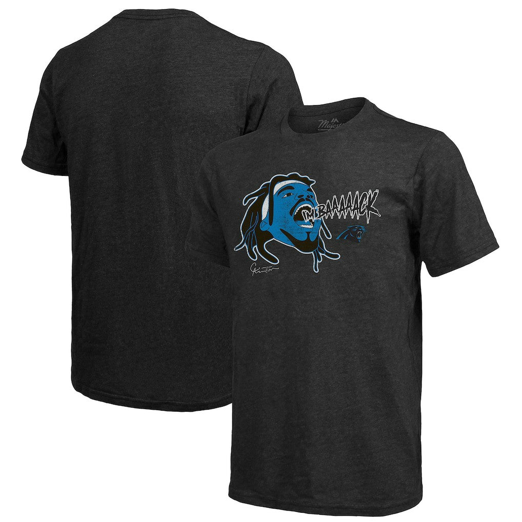 Cam Newton Carolina Panthers Majestic Threads Tri-Blend Player Graphic T-Shirt - Black - NFL