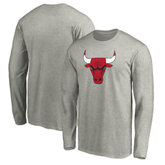 Chicago Bulls Primary Team Logo Long Sleeve T-Shirt Heathered Gray