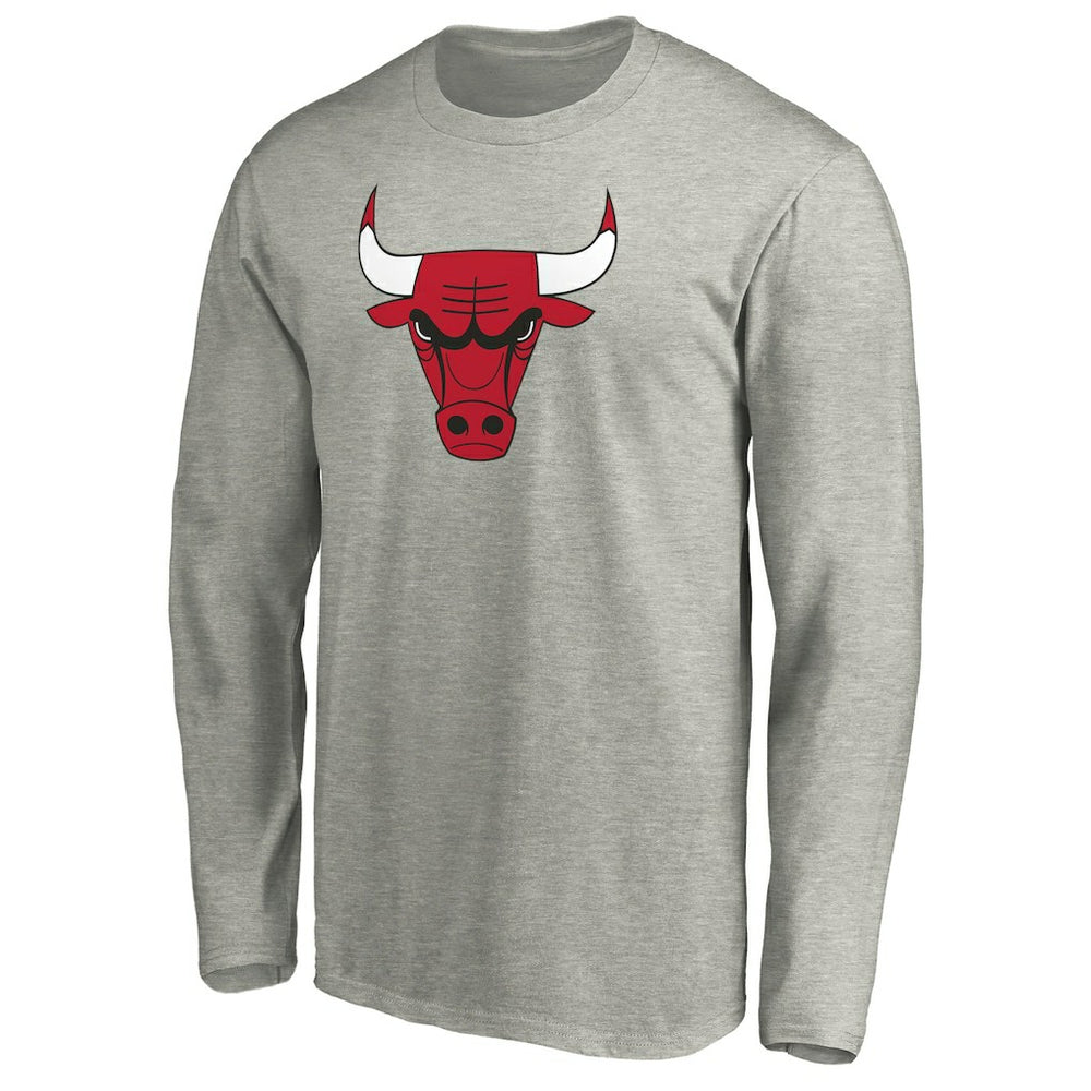Chicago Bulls Primary Team Logo Long Sleeve T-Shirt Heathered Gray
