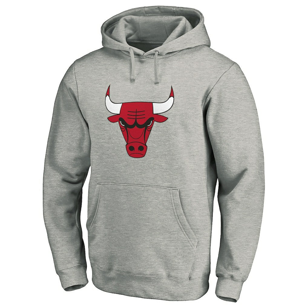 Chicago Bulls Primary Mascot Logo Pullover Hoodie Heathered Gray