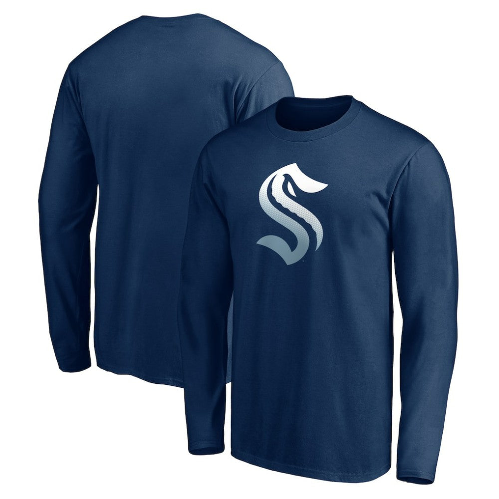 Seattle Kraken Gradient Logo Long Sleeve T-Shirt - Deep Sea Blue | NHL Lifestyle