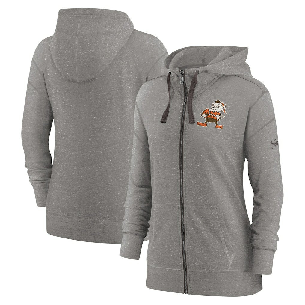 Cleveland Browns Women's Gym Vintage Full-Zip Hoodie - Heather Charcoal - Nike