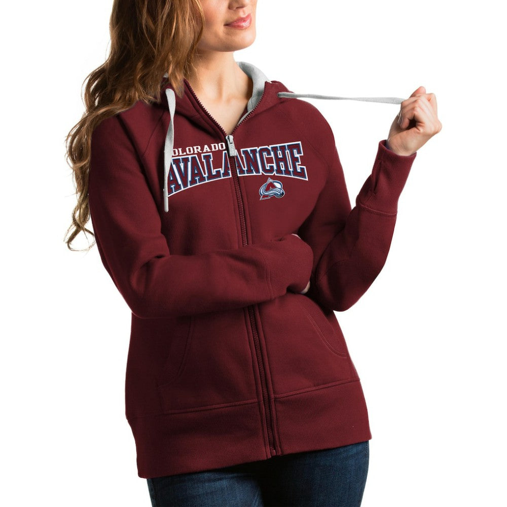 Colorado Avalanche Antigua Women's Wordmark Victory Full-Zip Hoodie - Burgundy | NHL on sale