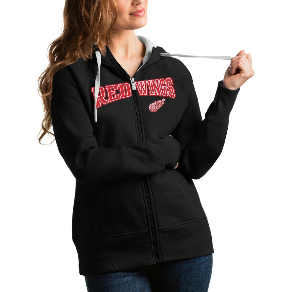 Detroit Red Wings Antigua Women's Wordmark Victory Full-Zip Hoodie - Black | NHL sale