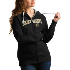 Vegas Golden Knights Antigua Women's Wordmark Victory Full-Zip Hoodie - Black | NHL on sale