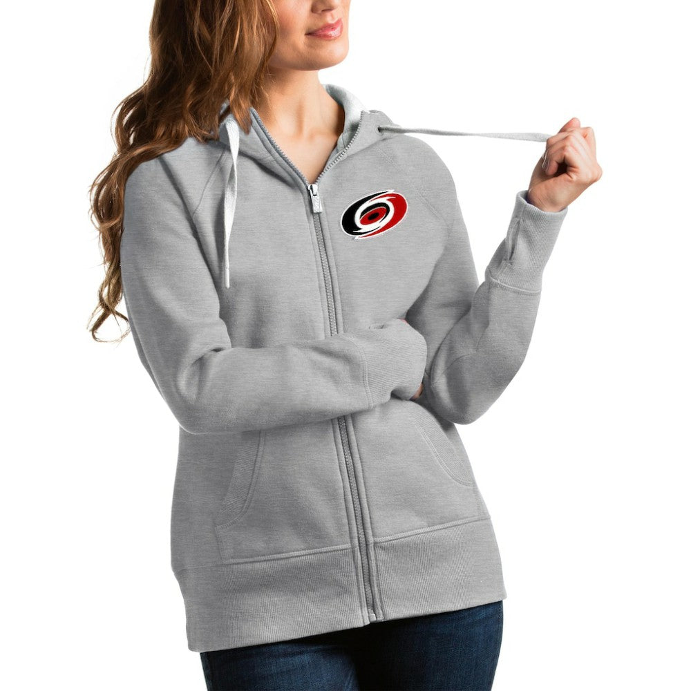 Carolina Hurricanes Antigua Women's Victory Full-Zip Hoodie - Heathered Gray | NHL Clearance