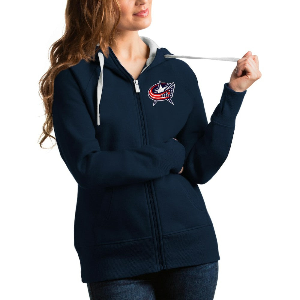 Columbus Blue Jackets Antigua Women's Team Victory Full-Zip Hoodie - Navy | NHL online