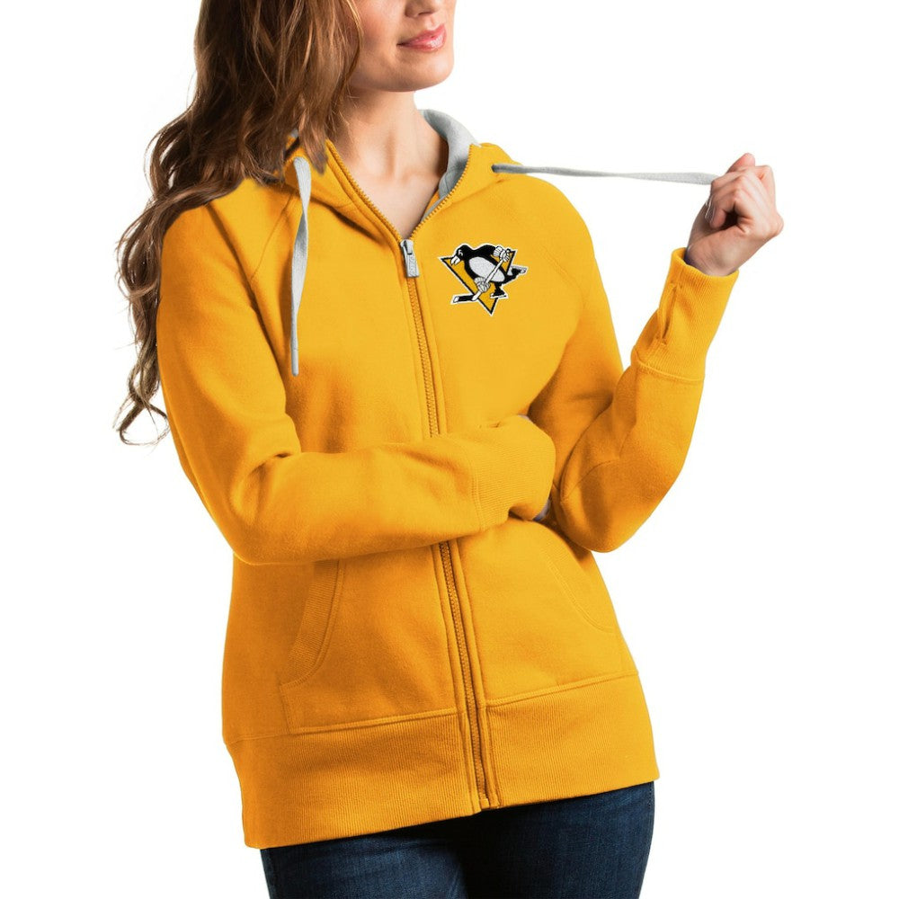 Pittsburgh Penguins Antigua Women's Victory Full-Zip Hoodie - Gold | NHL on sale