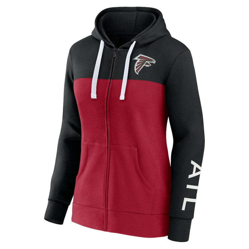 Atlanta Falcons Women's Take The Field Color Block Full-Zip Hoodie - Black/Red - Fanatics