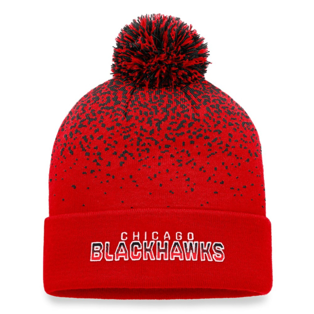 Chicago Blackhawks Fanatics Iconic Gradient Cuffed Knit Hat with Pom - Red | Fanatics on sale
