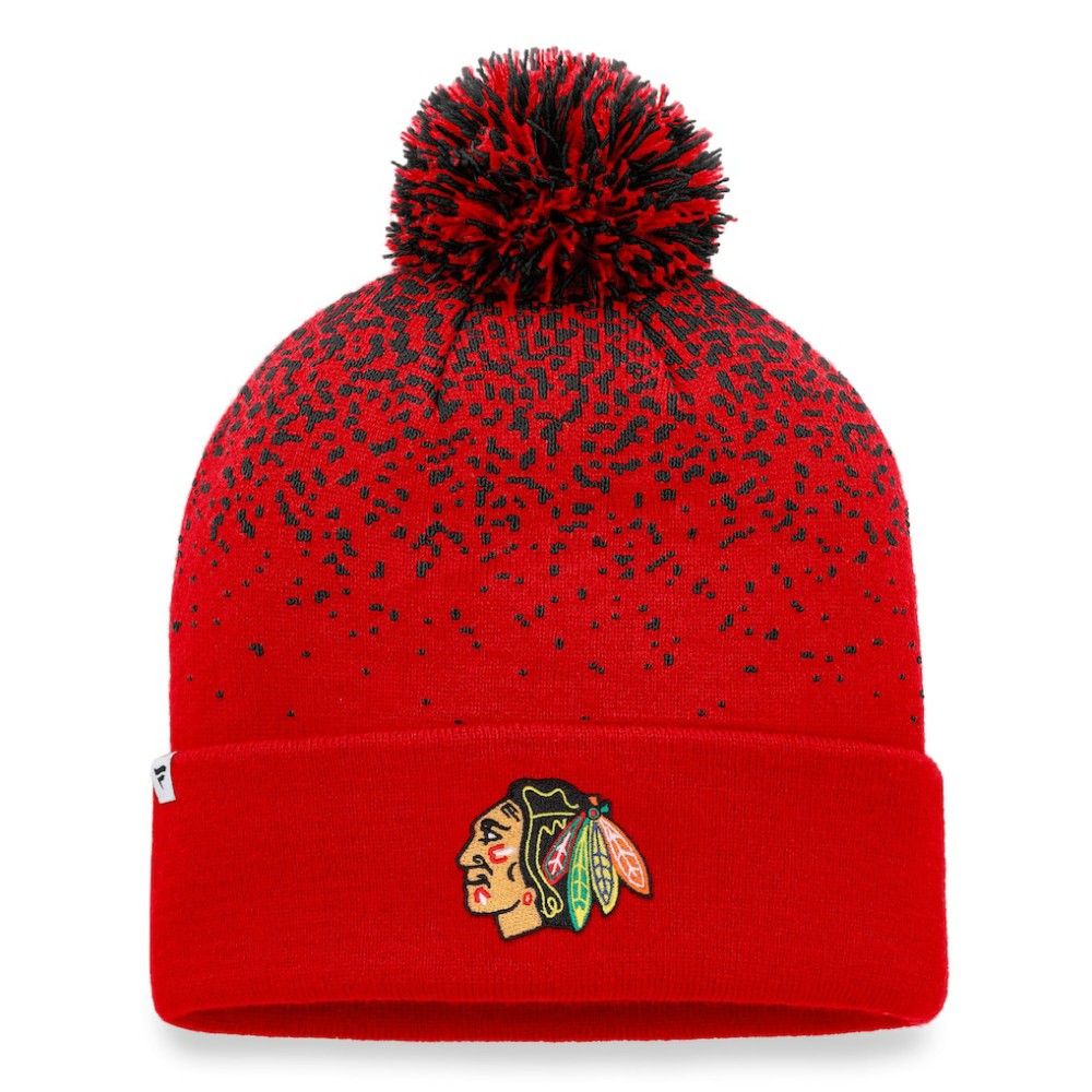 Chicago Blackhawks Fanatics Iconic Gradient Cuffed Knit Hat with Pom - Red | Fanatics on sale