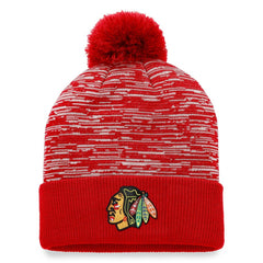 Chicago Blackhawks Fanatics Defender Cuffed Knit Hat with Pom - Red | Fanatics online
