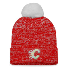 Calgary Flames Fanatics Women's Glimmer Cuffed Knit Hat with Pom - Red | Fanatics near me