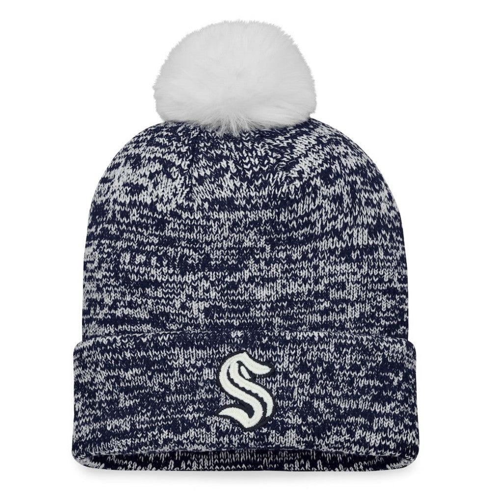 Seattle Kraken Fanatics Women's Glimmer Cuffed Knit Hat with Pom - Deep Sea Blue | Fanatics near me