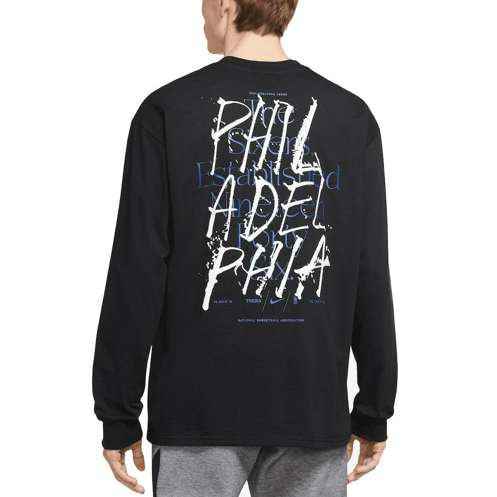 Nike Philadelphia 76ers Courtside Established City Max90 Long Sleeve T-Shirt Black