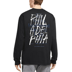 Nike Philadelphia 76ers Courtside Established City Max90 Long Sleeve T-Shirt Black