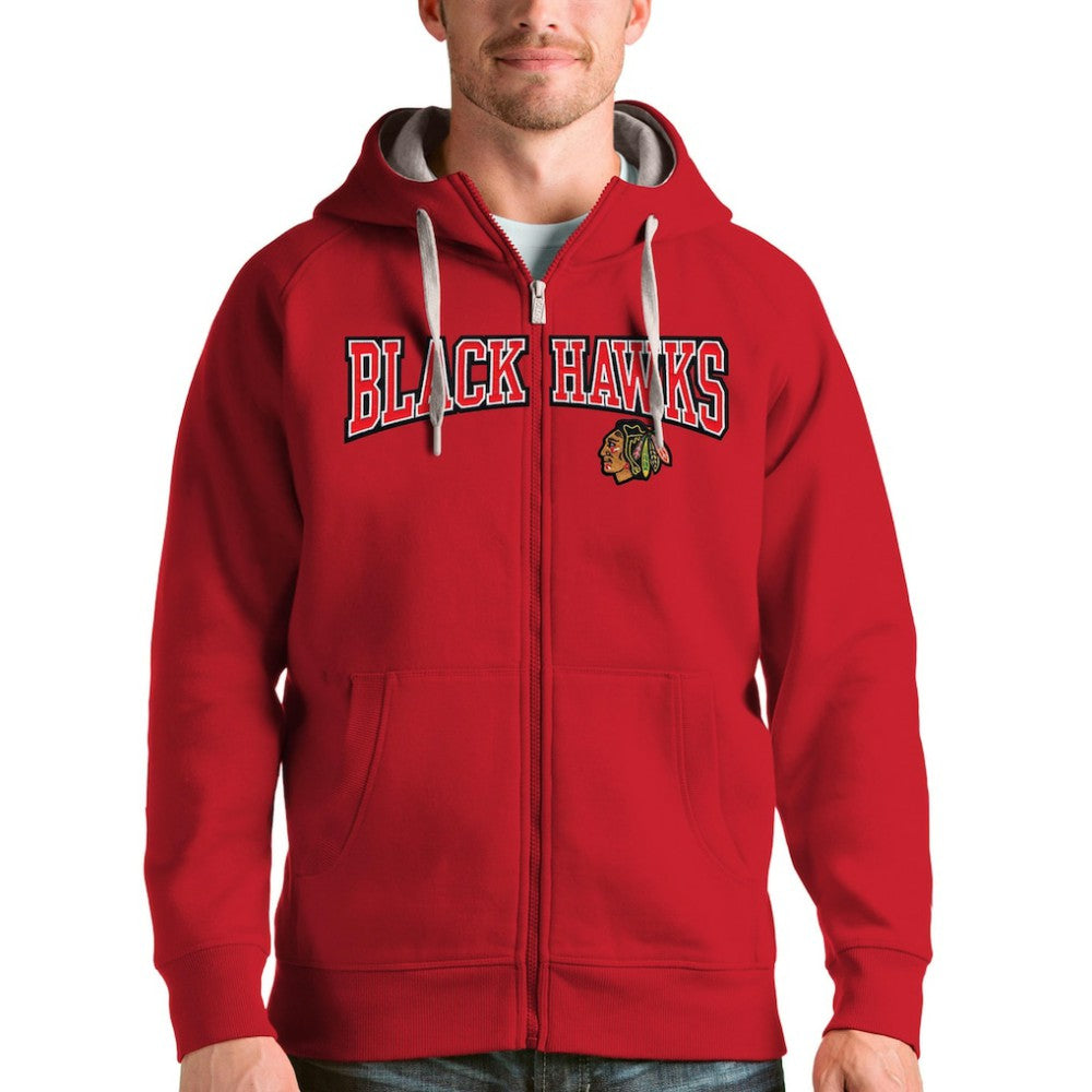 Chicago Blackhawks Antigua Wordmark Victory Full-Zip Hoodie - Red | NHL on sale