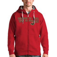 Minnesota Wild Antigua Wordmark Victory Full-Zip Hoodie - Red | NHL near me