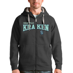 Seattle Kraken Antigua Wordmark Victory Full-Zip Hoodie - Charcoal | NHL discount