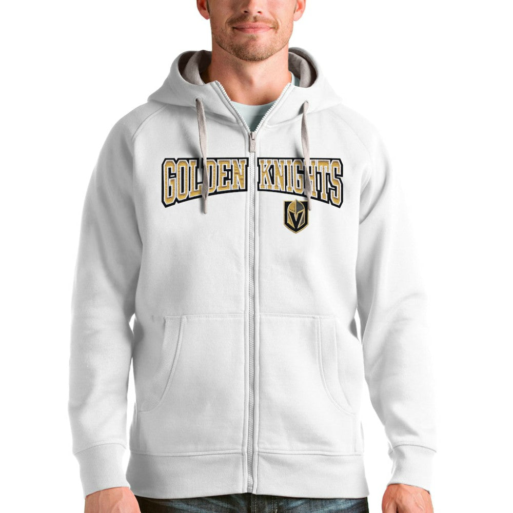 Vegas Golden Knights Antigua Wordmark Victory Full-Zip Hoodie - White | NHL Clearance