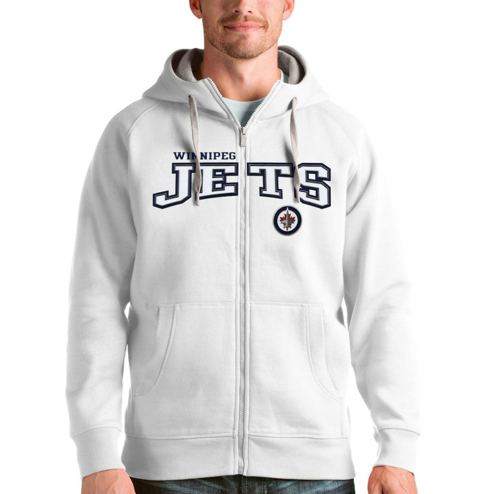 Winnipeg Jets Antigua Wordmark Victory Full-Zip Hoodie - White | NHL near me