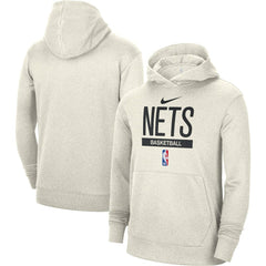 Nike Brooklyn Nets 2022/23 Spotlight On-Court Practice Performance Pullover Hoodie Cream