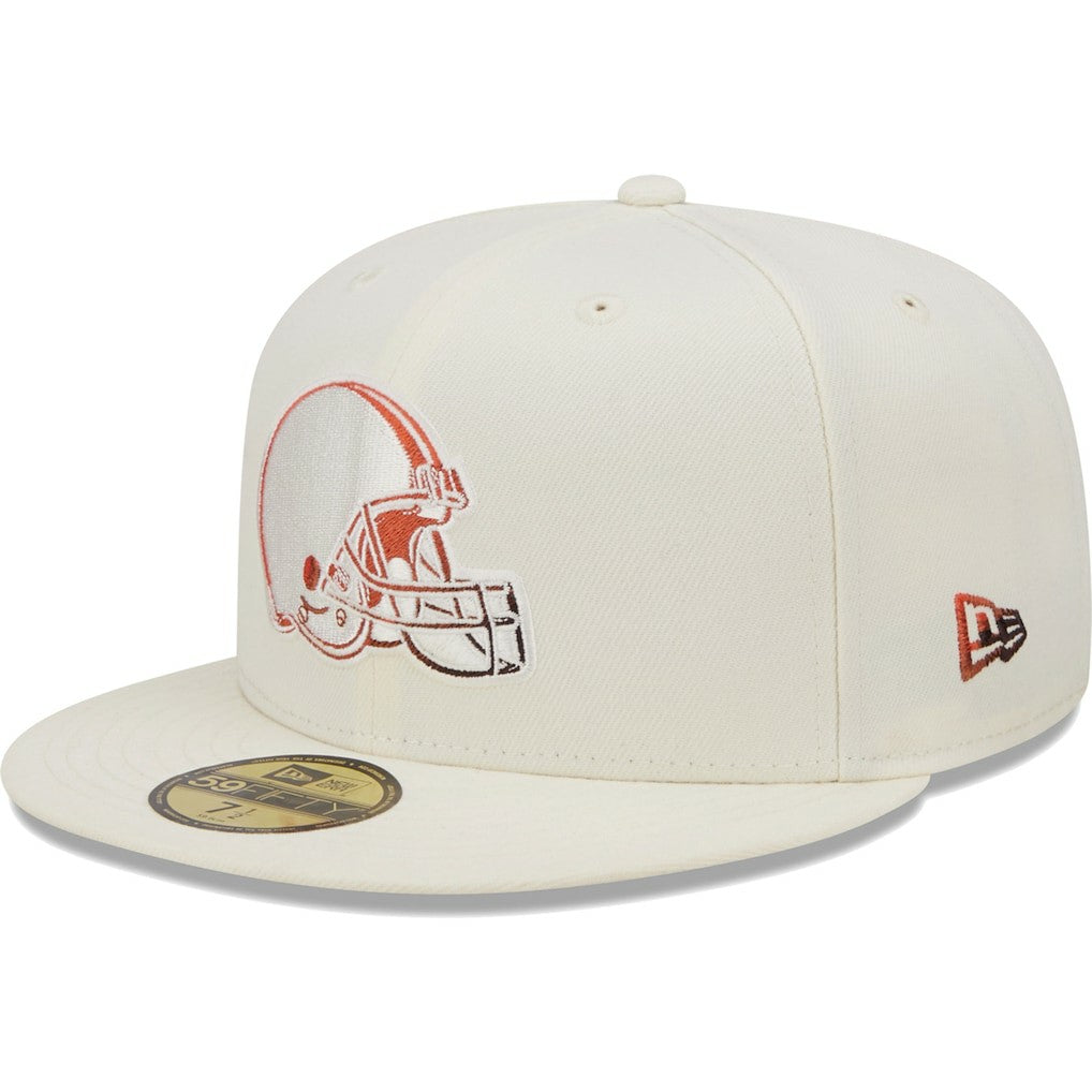 Cleveland Browns New Era Chrome Color Dim 59FIFTY Fitted Hat - Cream - NFL