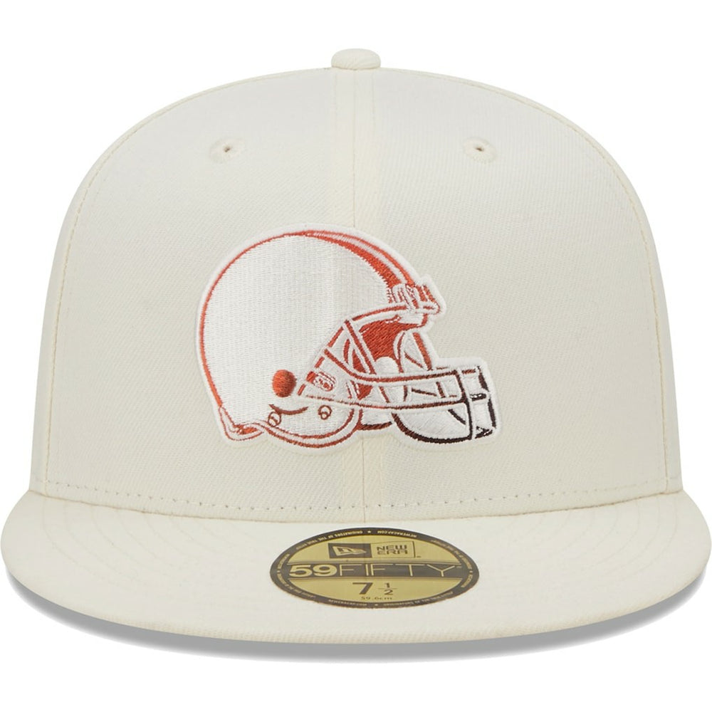 Cleveland Browns New Era Chrome Color Dim 59FIFTY Fitted Hat - Cream - NFL