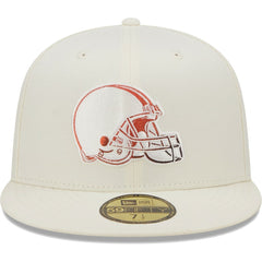 Cleveland Browns New Era Chrome Color Dim 59FIFTY Fitted Hat - Cream - NFL