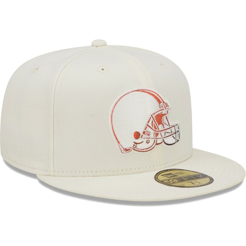 Cleveland Browns New Era Chrome Color Dim 59FIFTY Fitted Hat - Cream - NFL