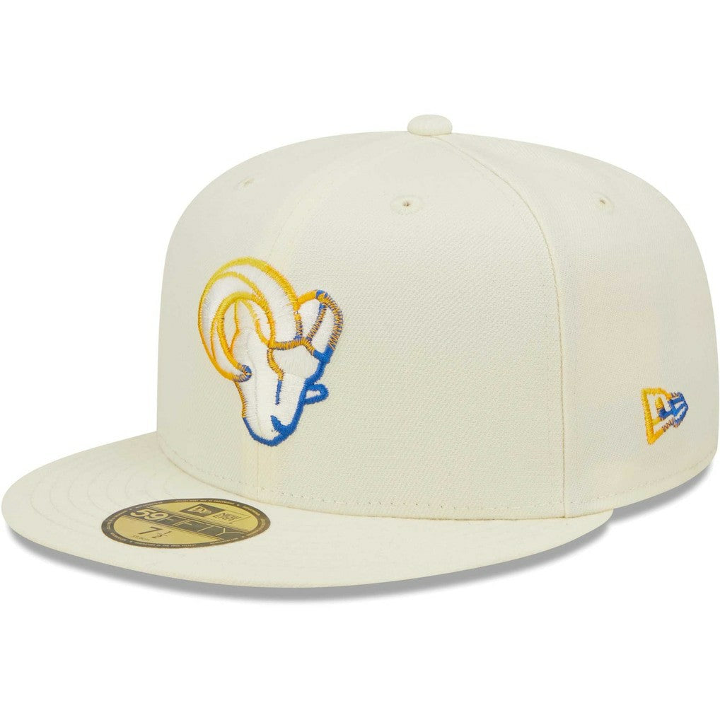 Los Angeles Rams New Era Chrome Color Dim 59FIFTY Fitted Hat - Cream - NFL