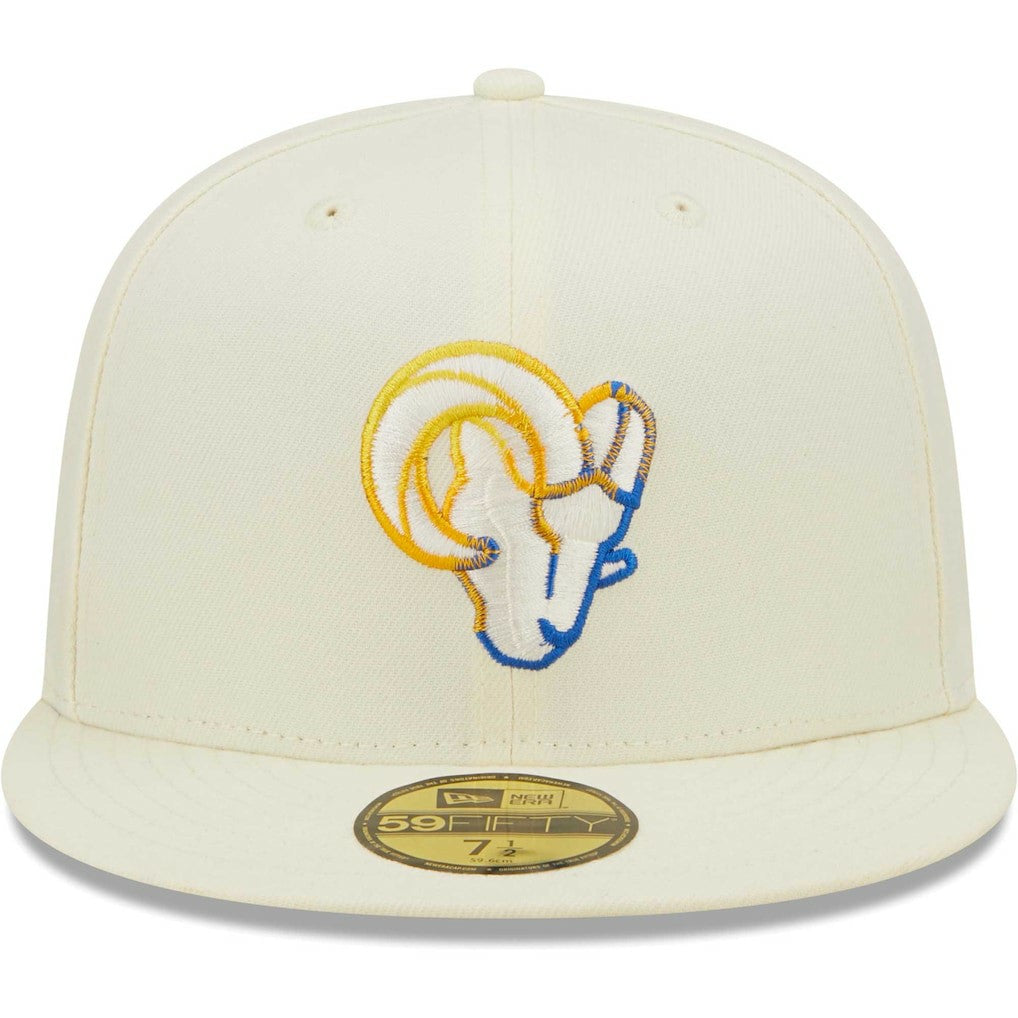 Los Angeles Rams New Era Chrome Color Dim 59FIFTY Fitted Hat - Cream - NFL