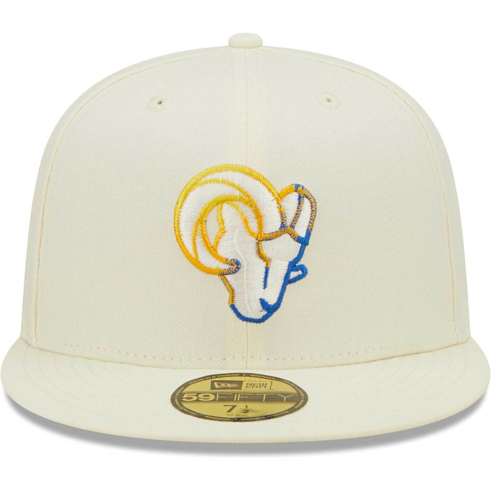Los Angeles Rams New Era Chrome Color Dim 59FIFTY Fitted Hat - Cream - NFL
